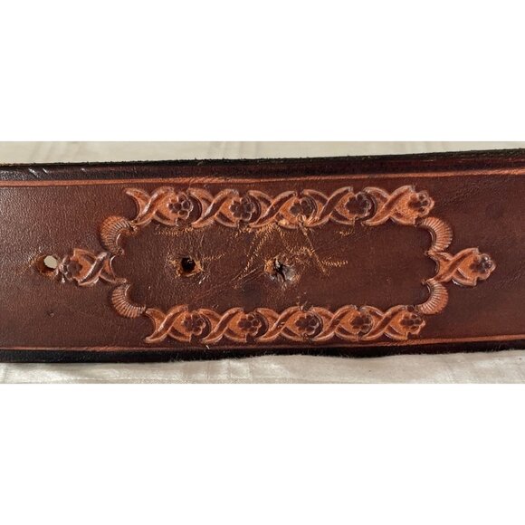 Vtg 1973 Handmade In Tlaquepaque Mexico Leather Belt With Snap To Inter Change - Picture 6 of 8